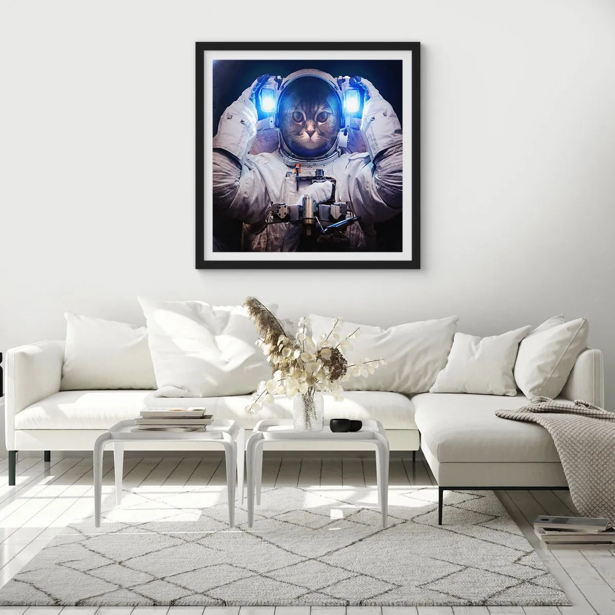 Affisch i svart ram - Houston, ni har problem - 40x40 cm