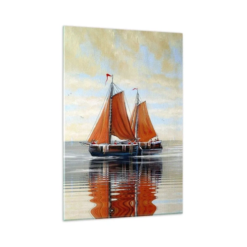 Glastavla - Bild på glas - Hej, segla seglaren… - 80x120 cm