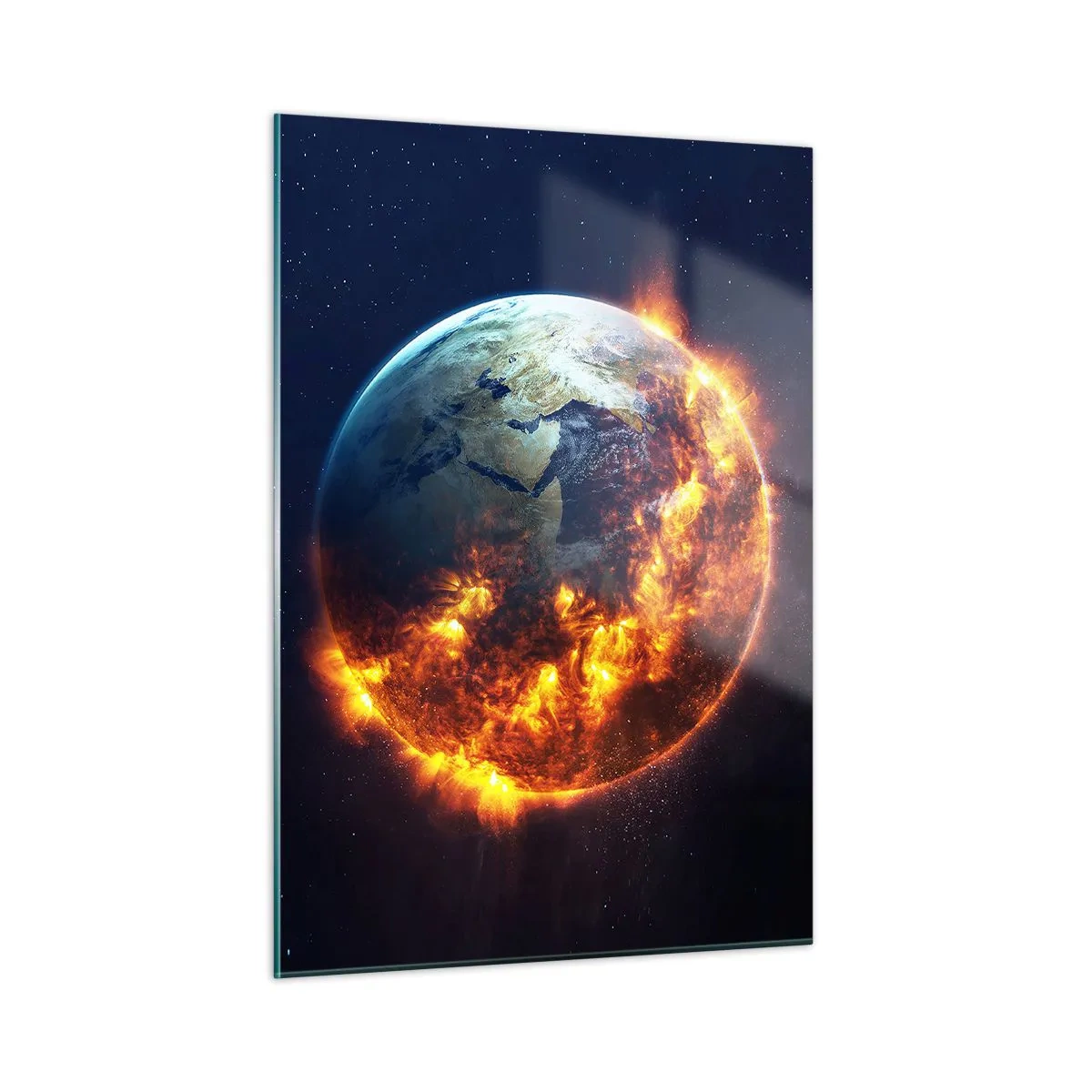 Glastavla - Bild på glas - Apokalypsens låga - 50x70 cm