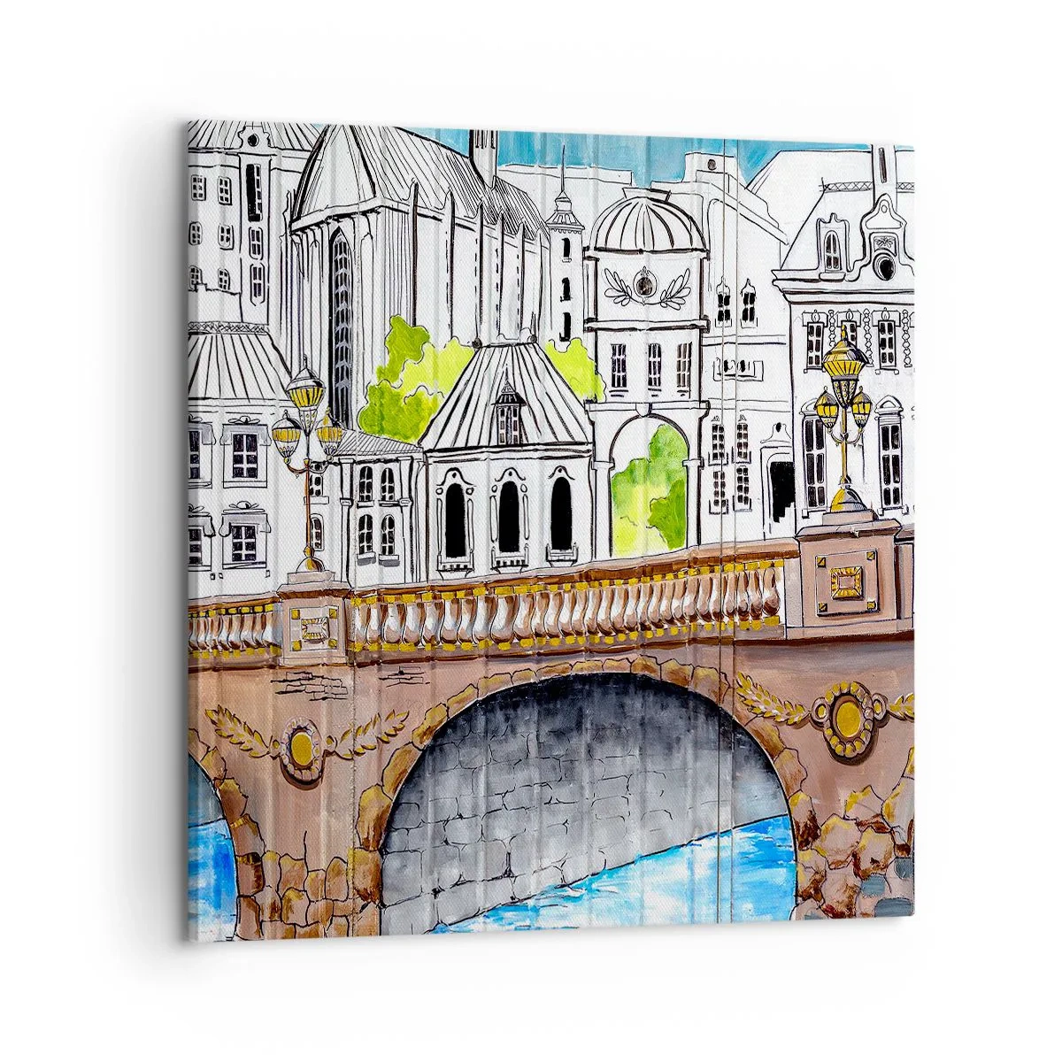 Canvastavla - Bild på duk - Stad som målad - 60x60 cm