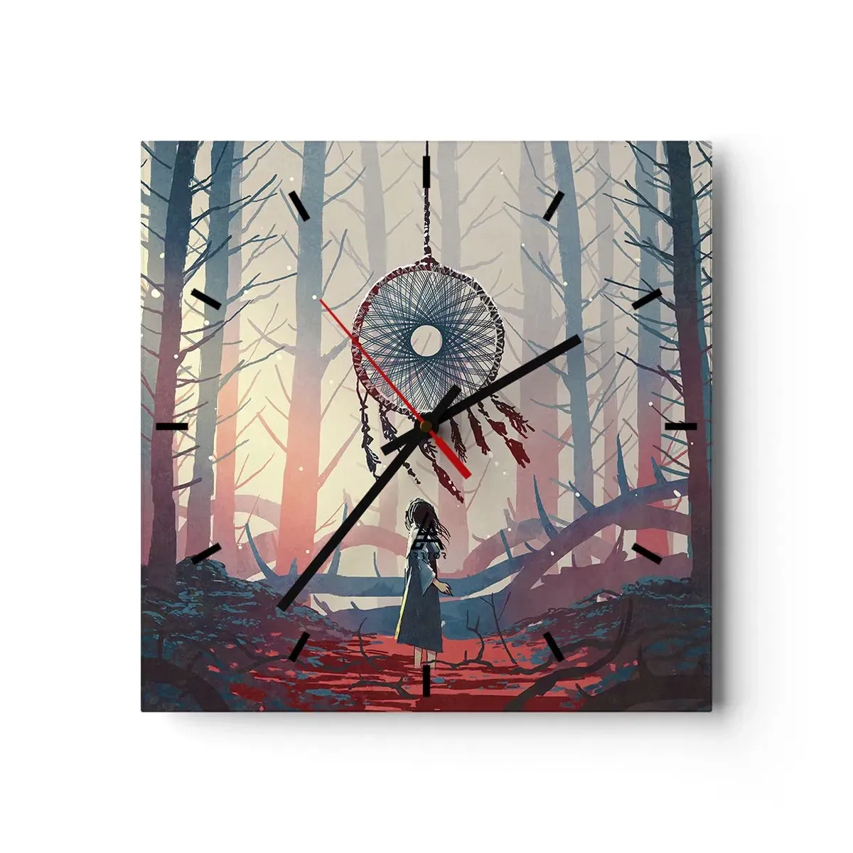 Väggklocka - Klocka på glas - Hemlighetsfull ritual av lyckan - 40x40 cm