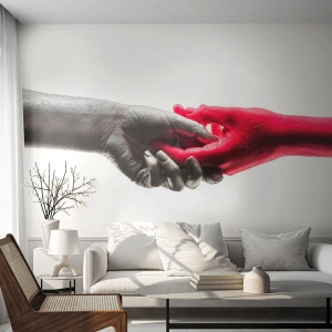 Fototapet Premium Canvas - Tillsammans, dock annorlunda - Mänskliga händer, Hand, Abstraktion - 400x280 cm