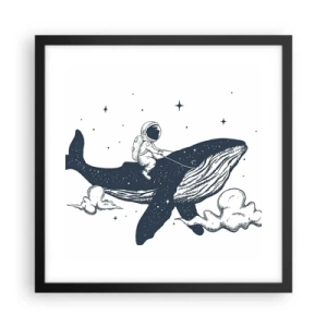 Affisch i svart ram - Rymdäventyr - 40x40 cm