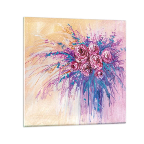 Glastavla - Bild på glas - Rosfontän - 50x50 cm