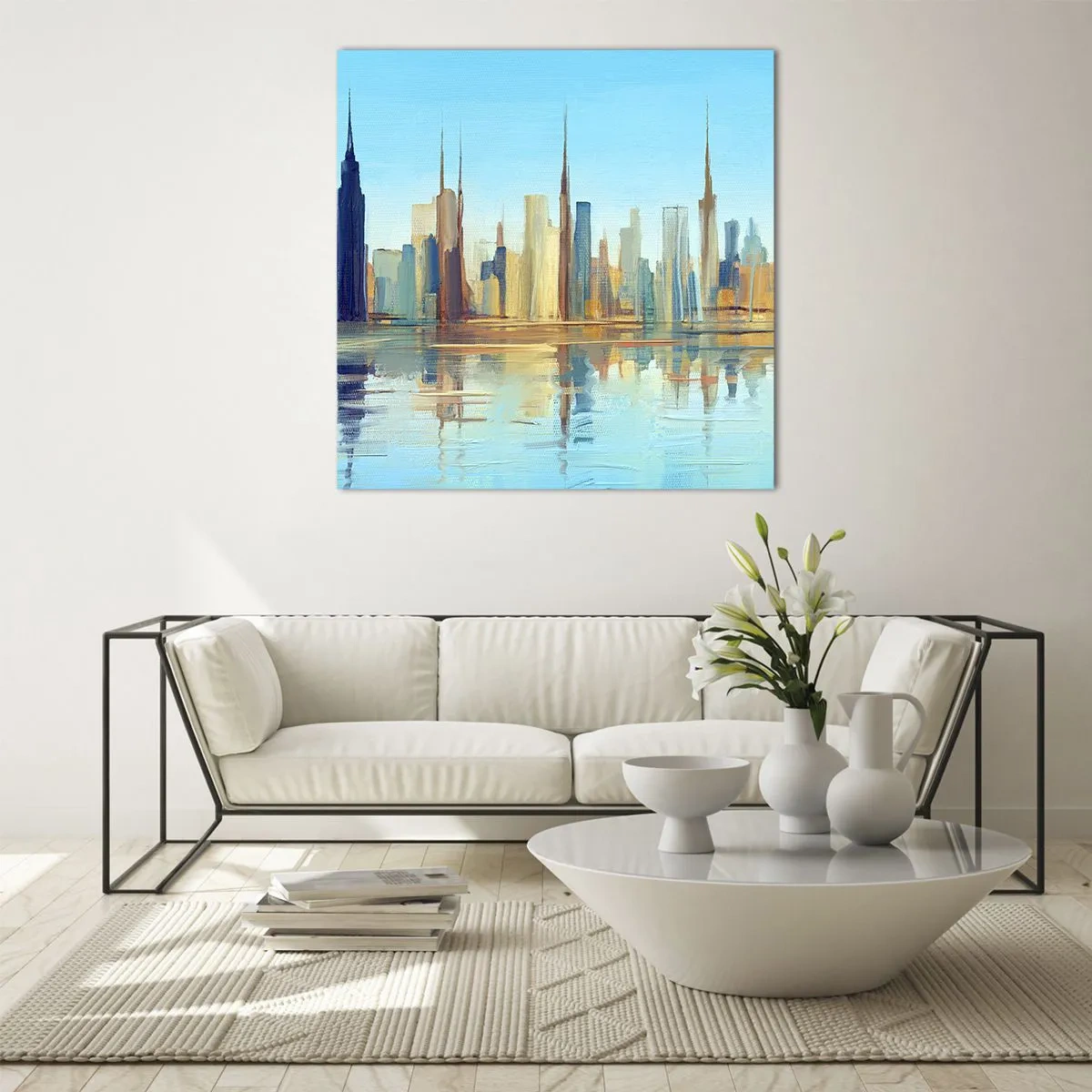 Glastavla - Bild på glas - Solig metropol - 40x40 cm