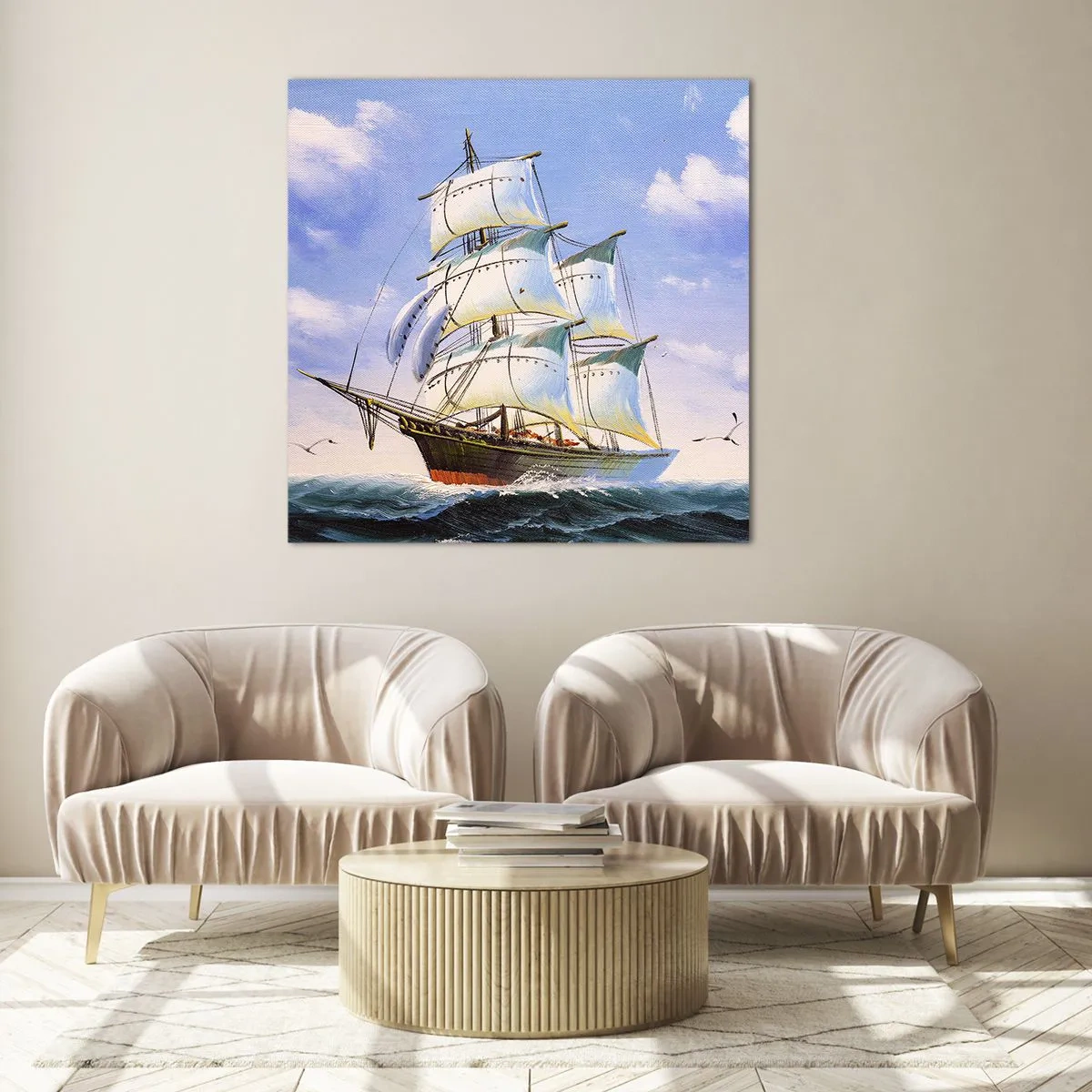 Glastavla - Bild på glas - Stolt med vinden - 70x70 cm