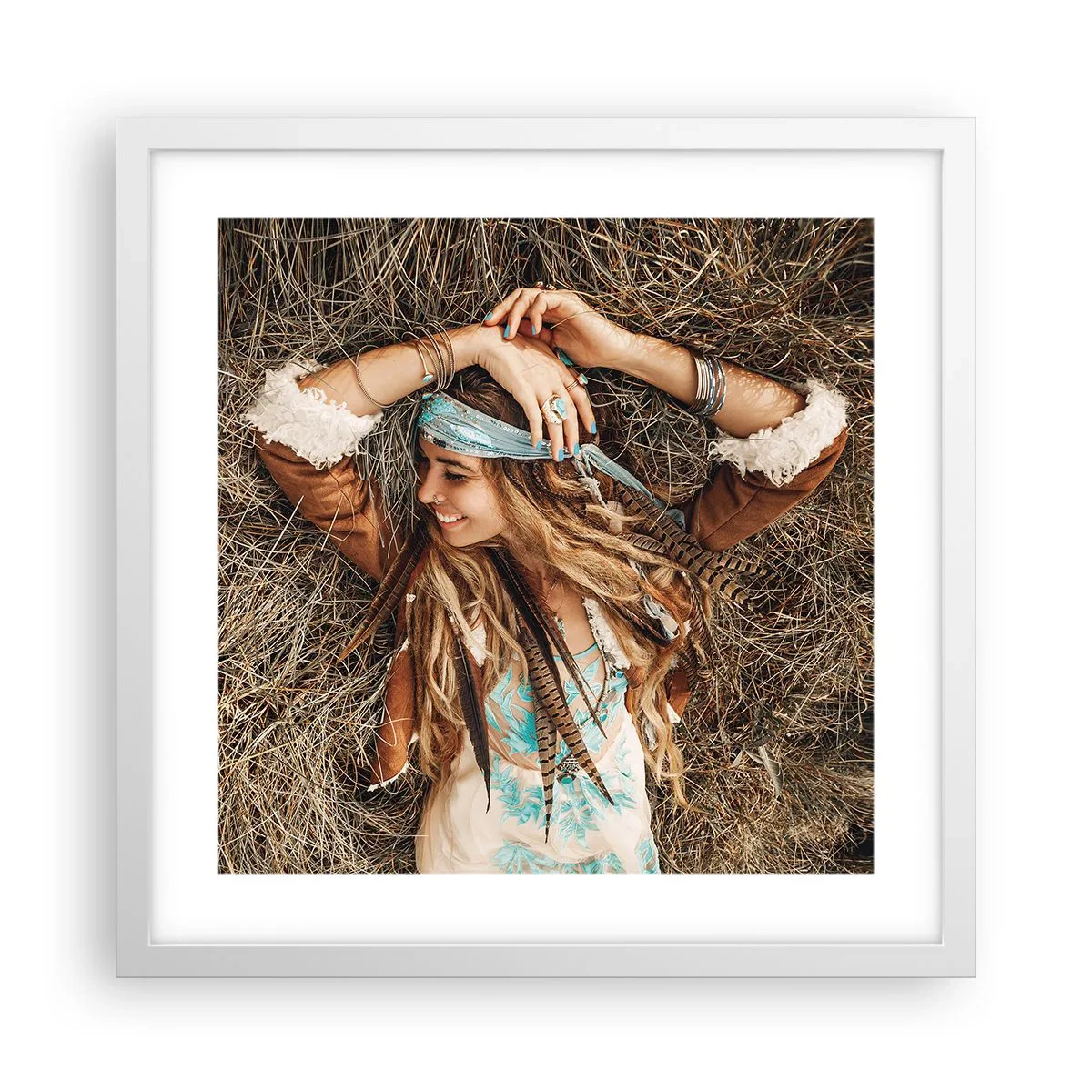 Affisch i vit ram - På väg till kärlekens sommar - 40x40 cm