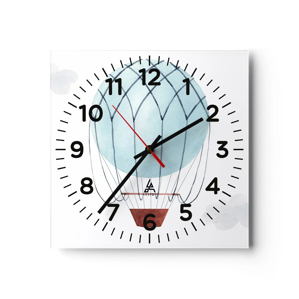 Väggklocka - Klocka på glas - Hel i molnen - 40x40 cm