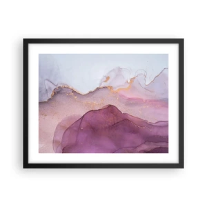 Affisch i svart ram - Lila och violett vågor - 50x40 cm
