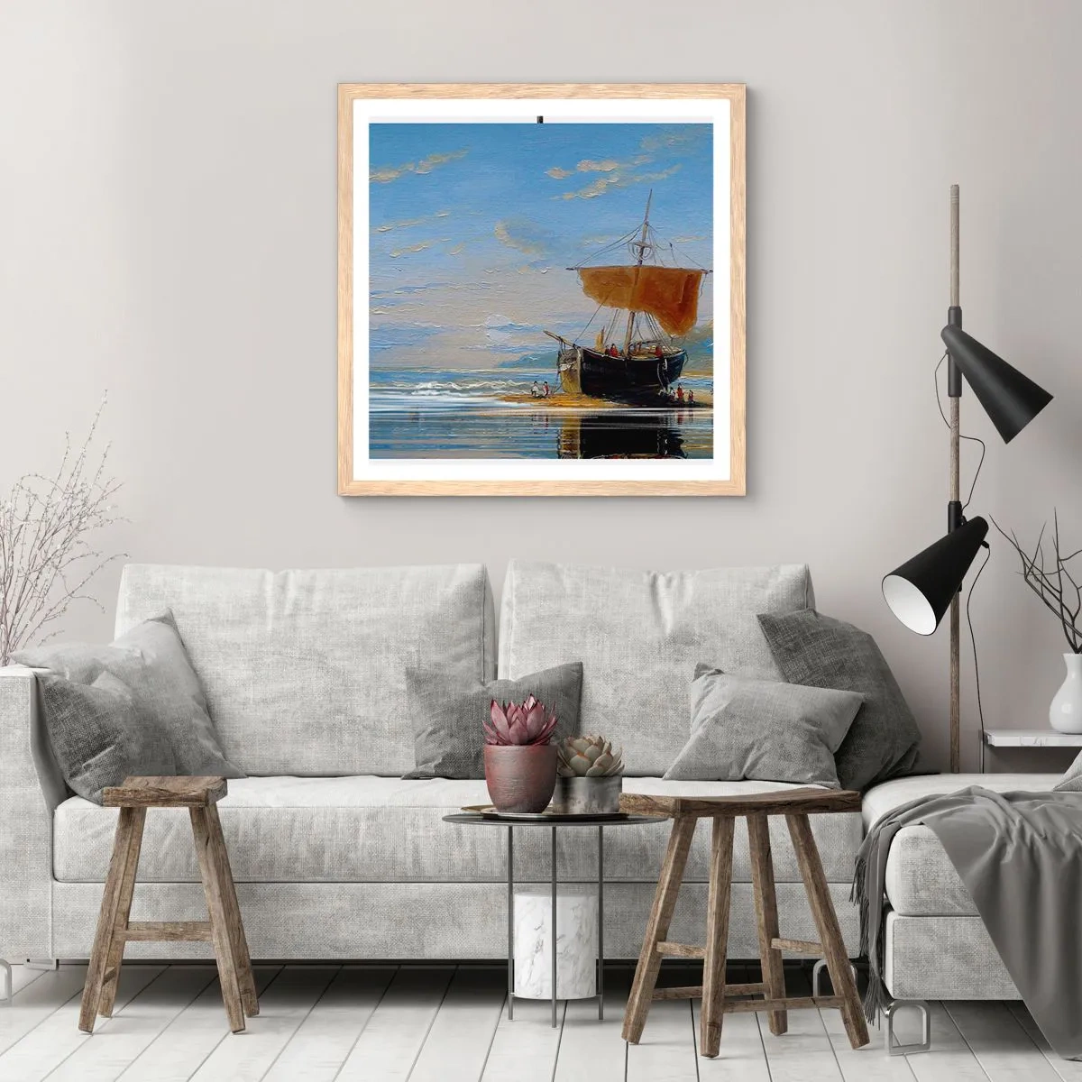 Affisch i ram av ljusek - Vatten, jord, luft - 40x40 cm