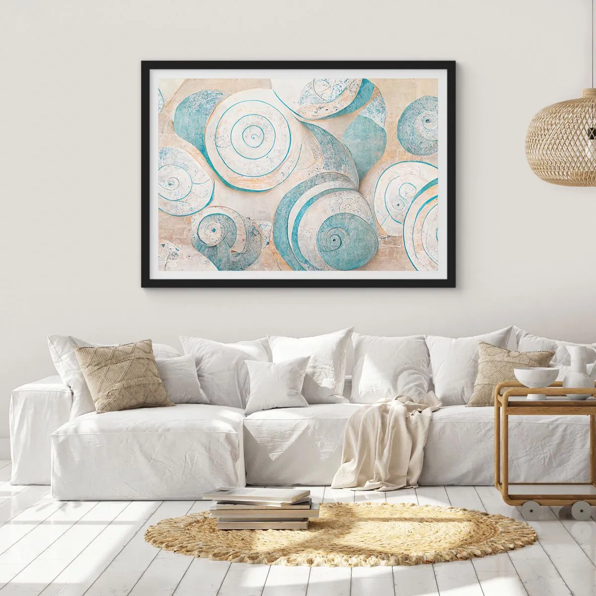 Affisch i svart ram - Vad döljer musslan? - 70x50 cm