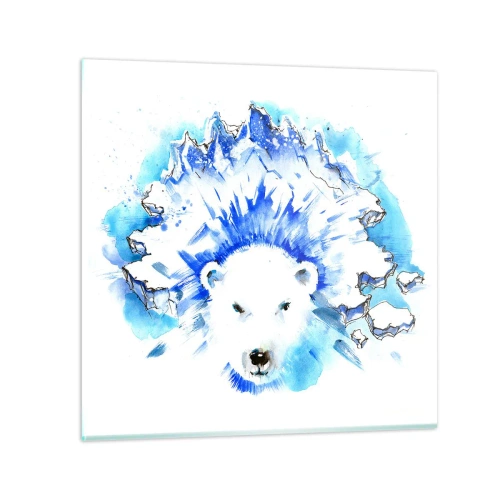 Glastavla - Bild på glas - Arktis kung i iskrona - 70x70 cm