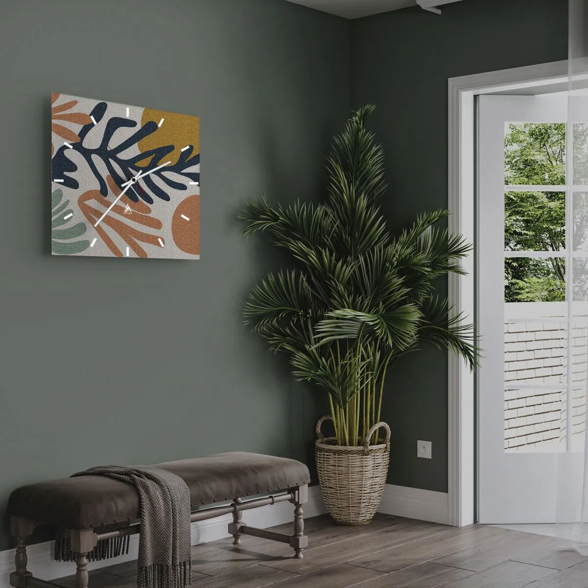 Väggklocka - Klocka på glas - Korallhav - 30x30 cm