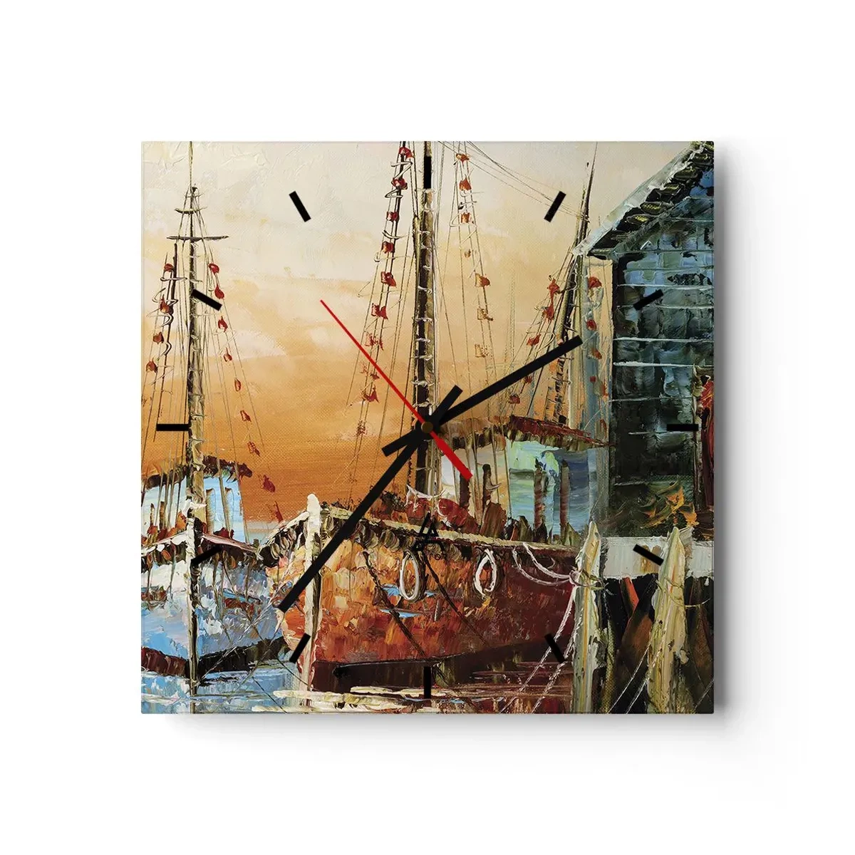 Väggklocka - Klocka på glas - Lugn hemresa - 30x30 cm