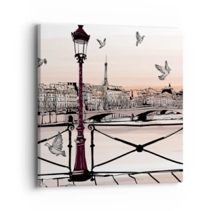 Canvastavla - Bild på duk - Över Paris tak - 40x40 cm