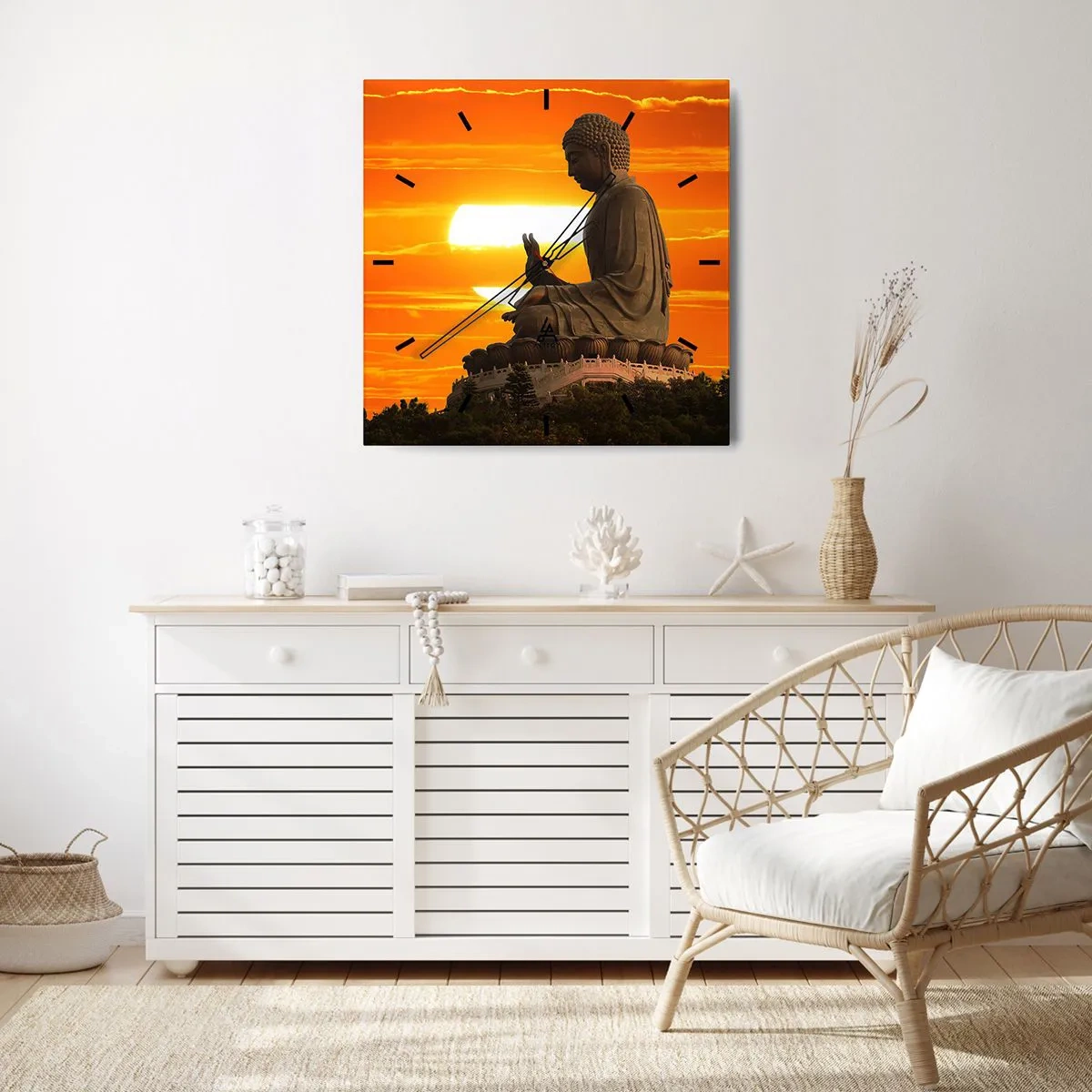 Väggklocka - Klocka på glas - Utan rädsla för världen - 40x40 cm