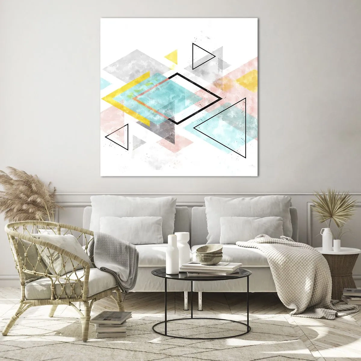 Glastavla - Bild på glas - Geometriskt spel - 30x30 cm