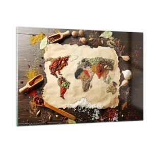 Glastavla - Bild på glas - Världens alla smaker - 120x80 cm