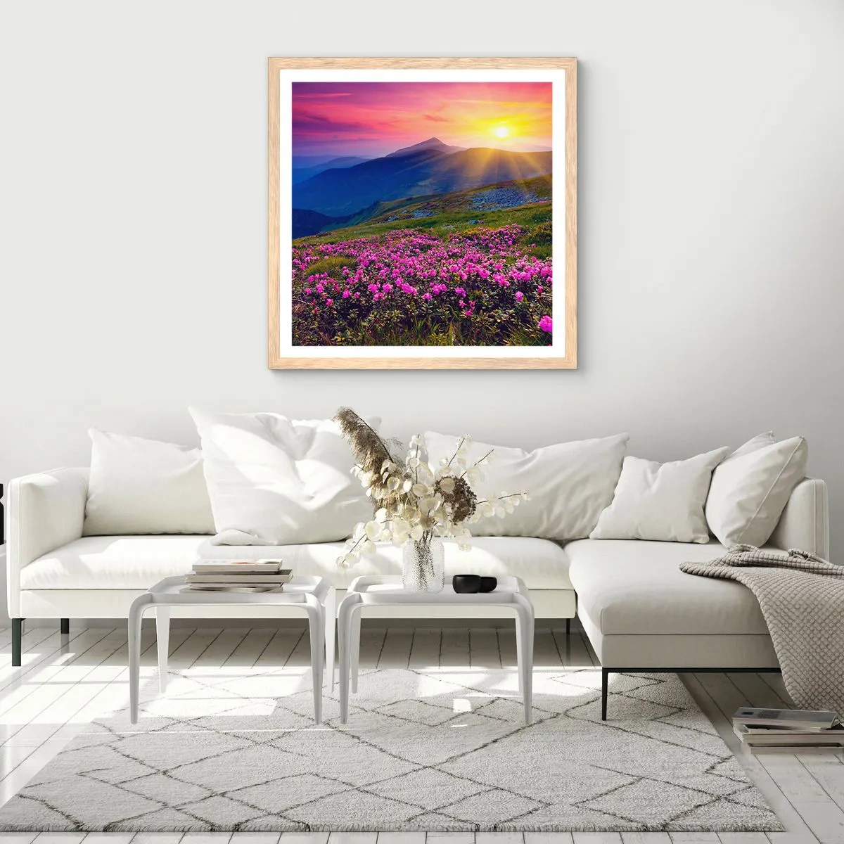 Affisch i ram av ljusek - … Bergtallen doftar och örterna luktar runt omkring - 40x40 cm