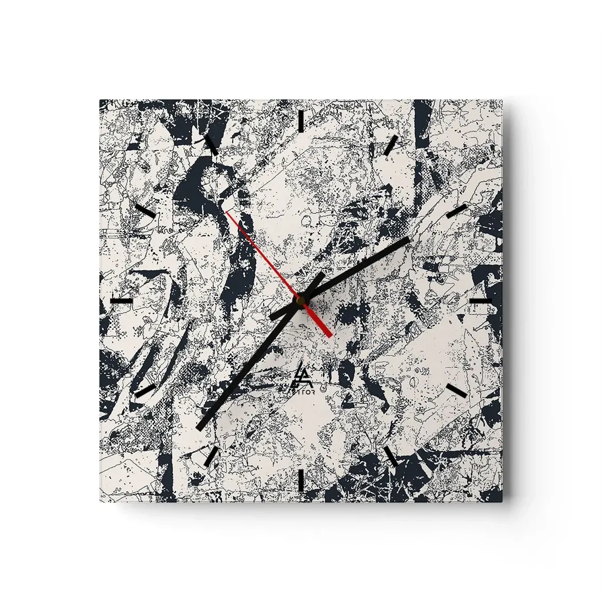 Väggklocka - Klocka på glas - Motsatsernas interpenetration - 40x40 cm