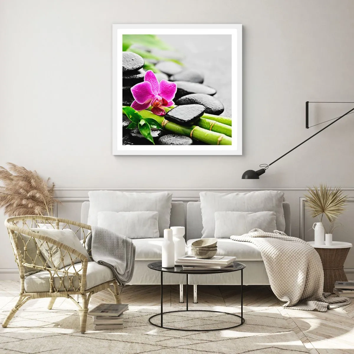 Affisch i vit ram - Lugn balans - 50x50 cm