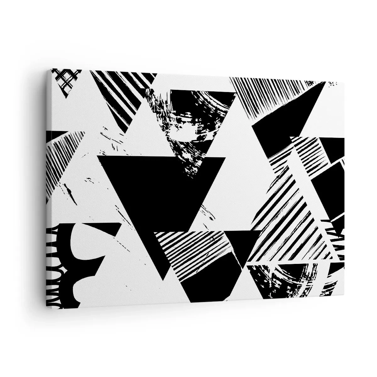 Canvastavla - Bild på duk - Geometriska mönster i svartvit minimalistisk form - 70x50cm - Det regnar trianglar - Modern väggdekoration för vardagsrum och sovrum ARTTOR