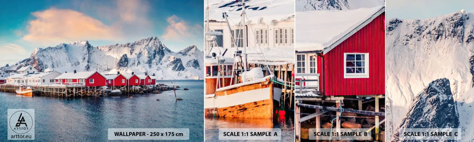 Fototapet Prov Standard Eco - Nordligt gömställe - Landskap, Norge, Lofoten - 100x30 cm