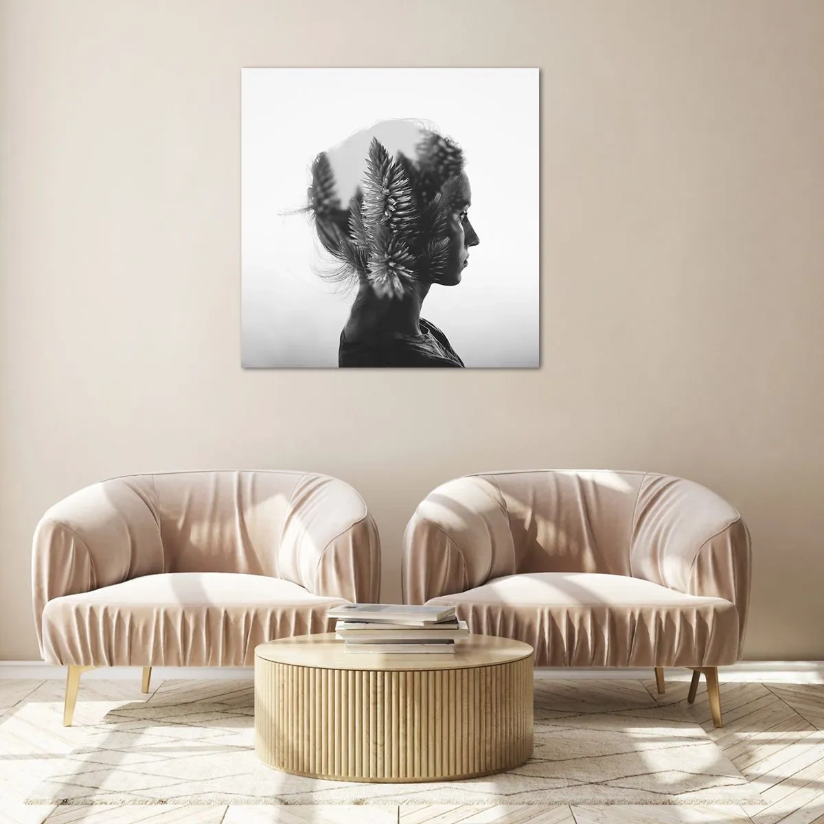 Glastavla - Bild på glas - Furuskogens härskarinna - 70x70 cm