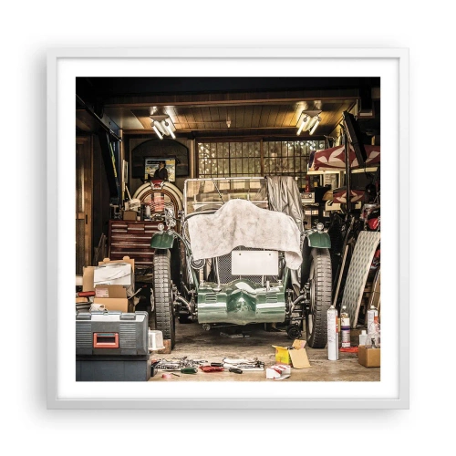 Affisch i vit ram - Tillbaka till det förflutna - 60x60 cm