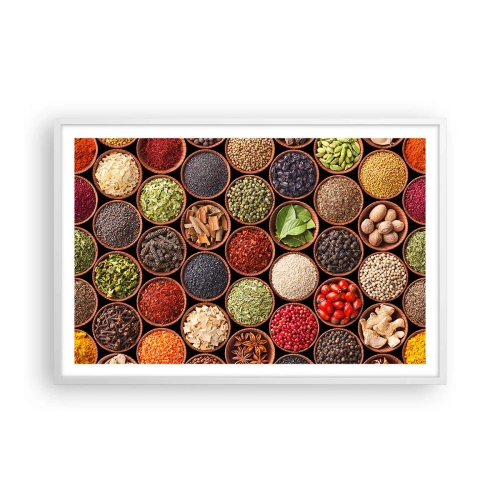 Affisch i vit ram - Världens alla smaker - 91x61 cm