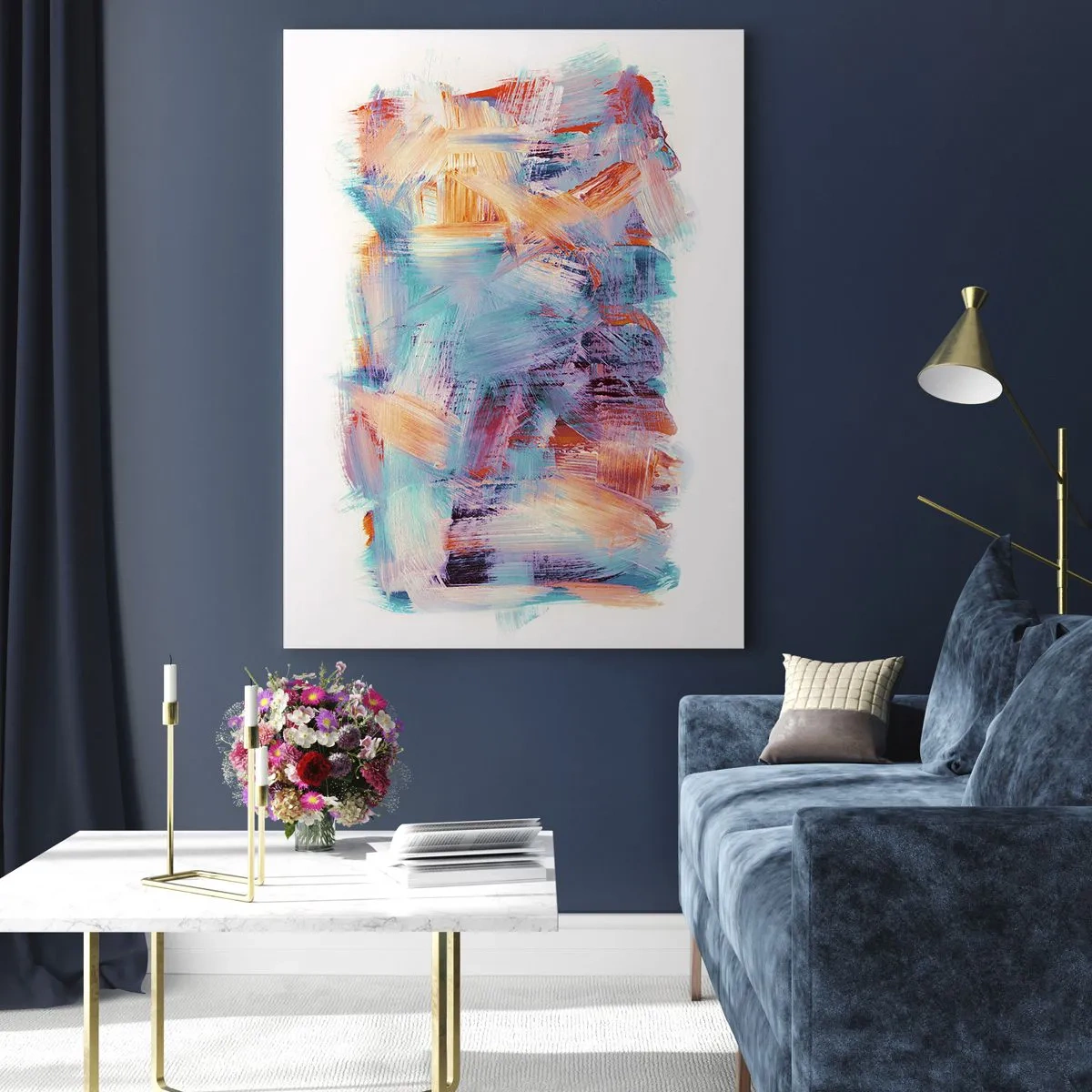 Glastavla - Bild på glas - Färgglad röra - 80x120 cm