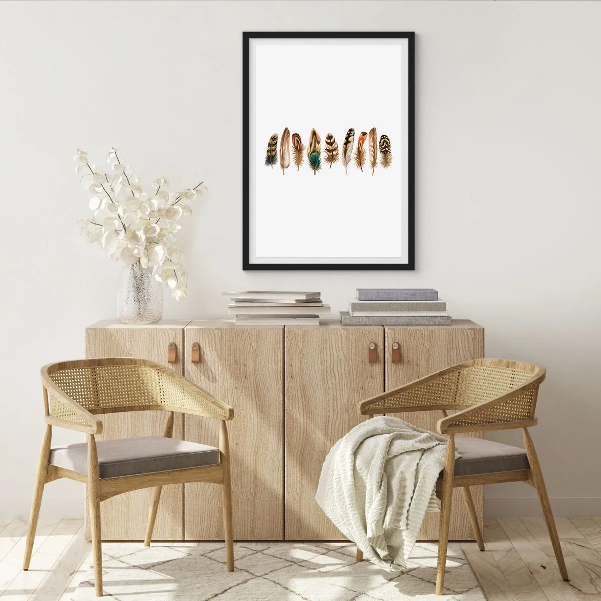 Affisch i svart ram - Fjädervariation - 61x91 cm