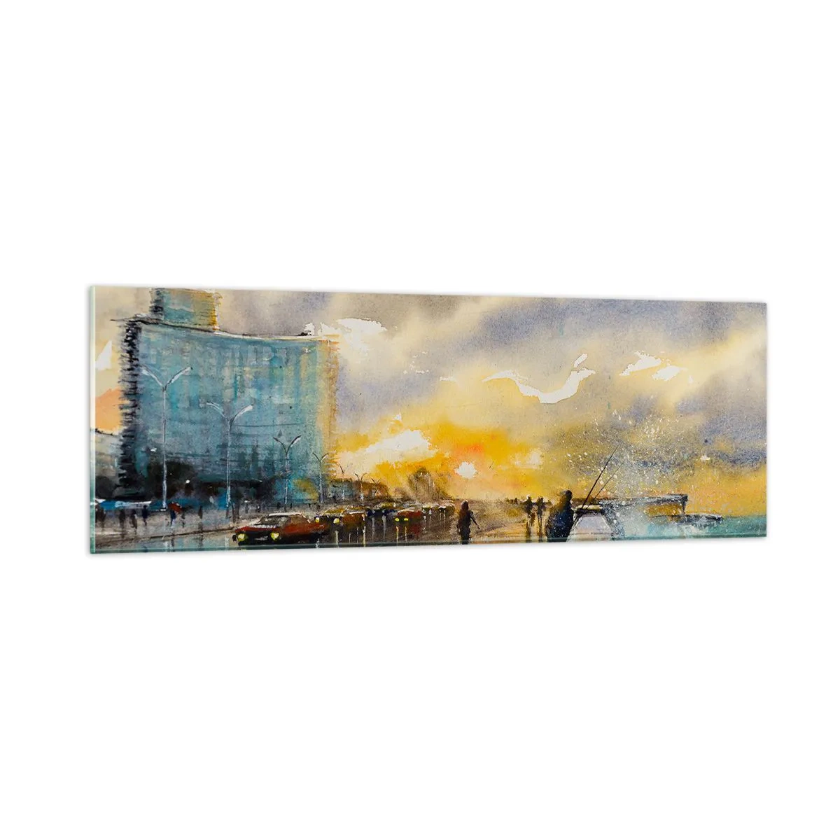 Glastavla - Bild på glas - Livet på stranden - 90x30 cm