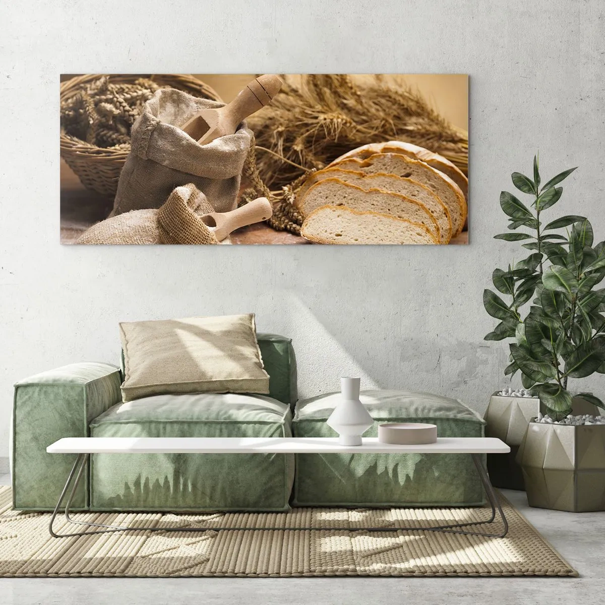 Glastavla - Bild på glas - Skivat bröd - 160x50 cm