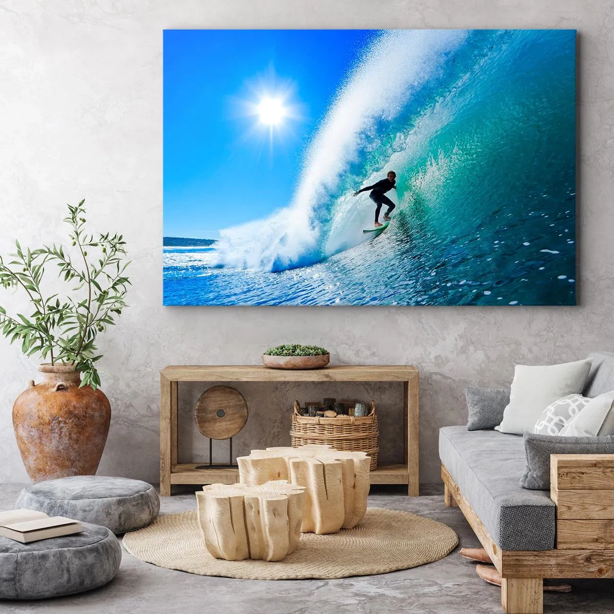 Canvastavla - Bild på duk - Genom stora blåa - 120x80 cm