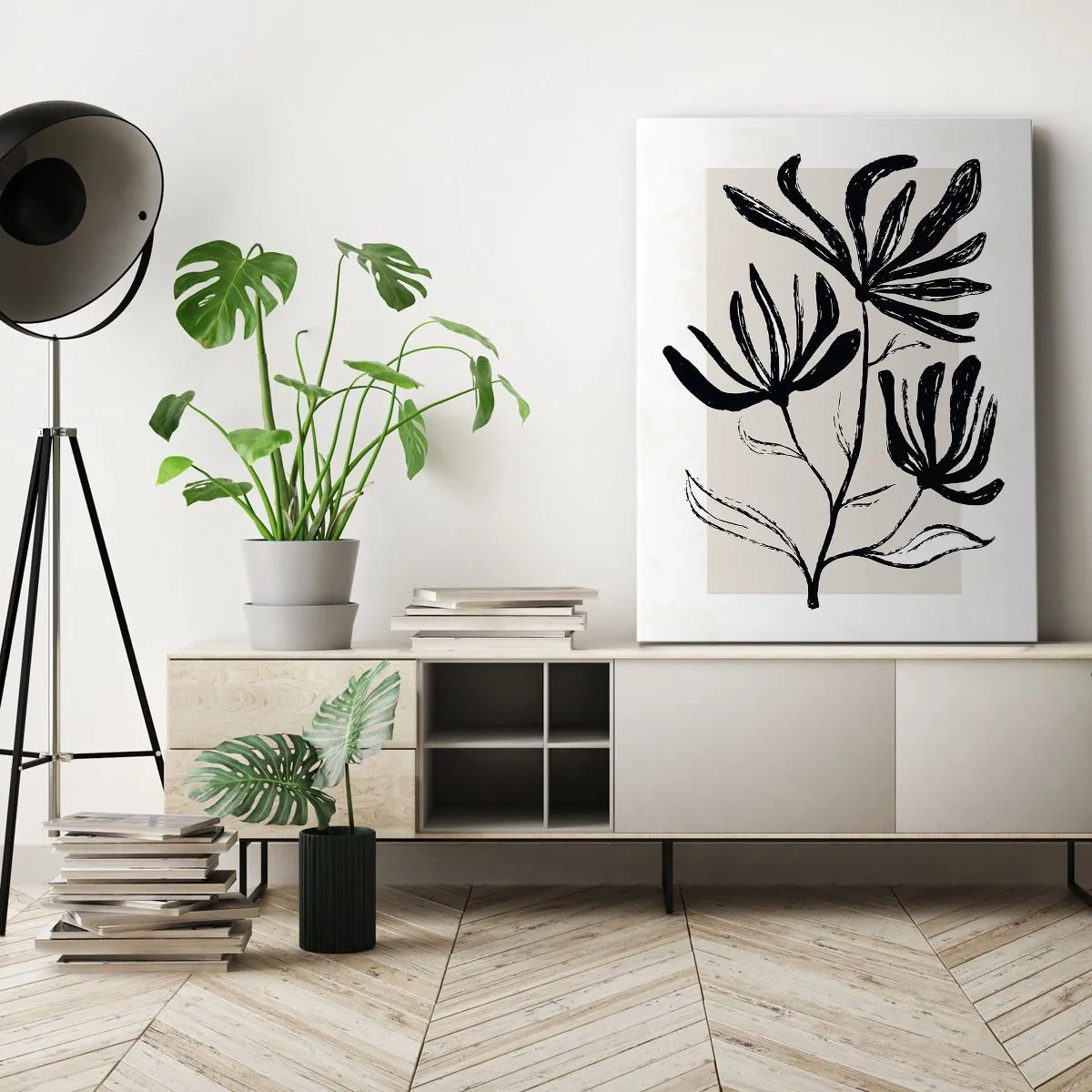 Canvastavla - Bild på duk - Skiss för ett herbarium - 70x100 cm