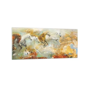 Glastavla - Bild på glas - Galopp genom ljuset - 120x50 cm