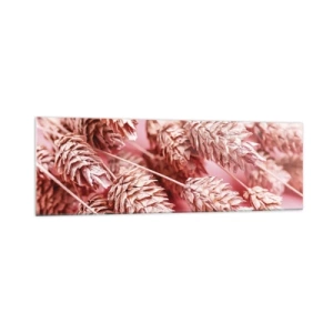 Glastavla - Bild på glas - Blomkaskad i rosa - 160x50 cm