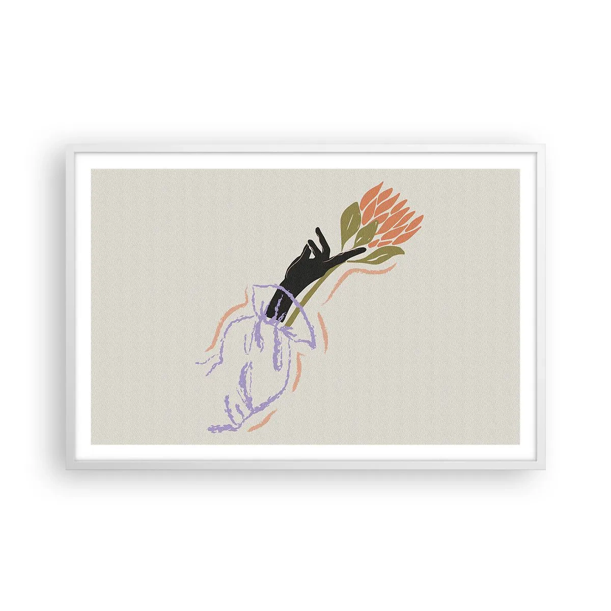 Affisch i vit ram - En systerlig beröring - 91x61 cm