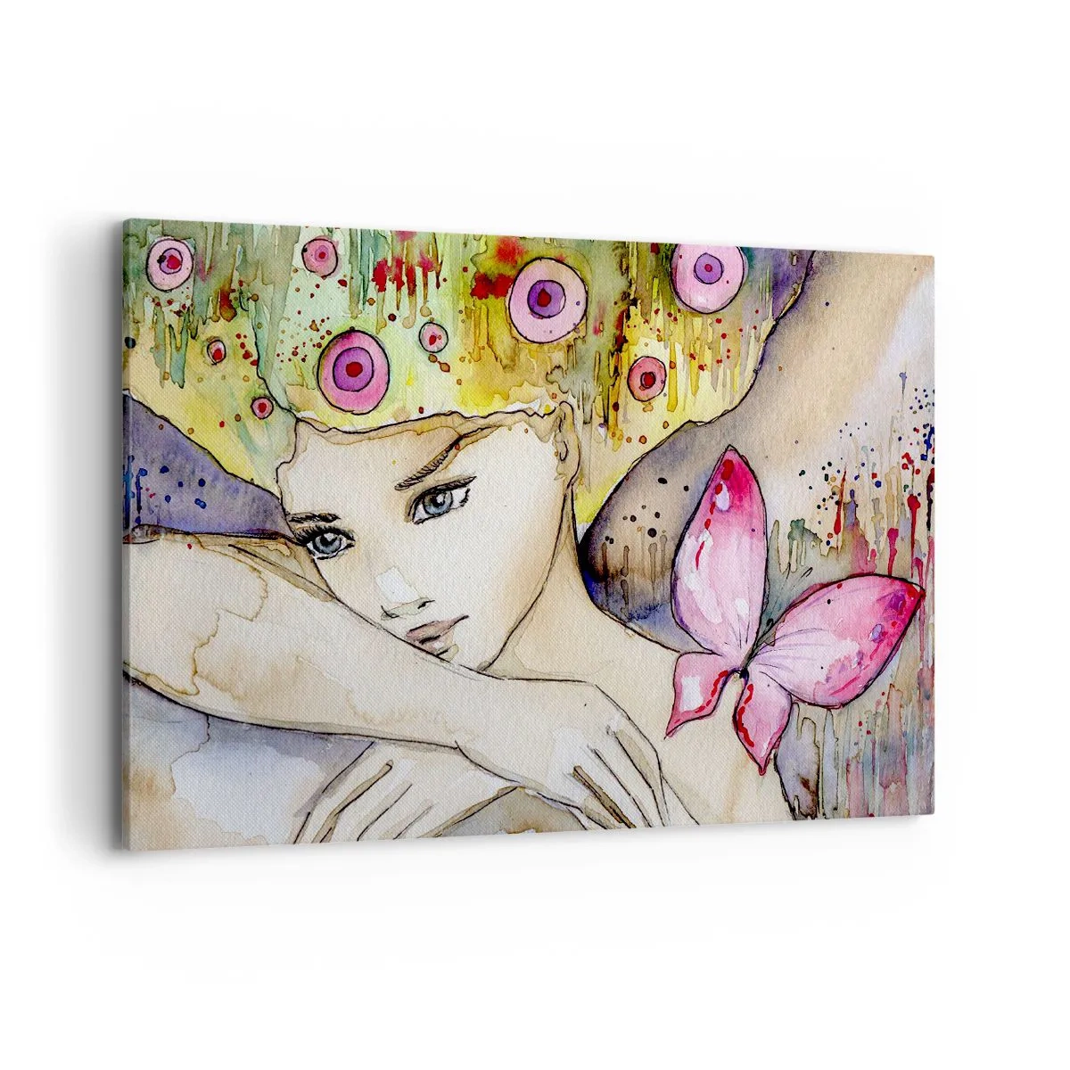 Canvastavla - Bild på duk - fjärilprincessa - 100x70 cm