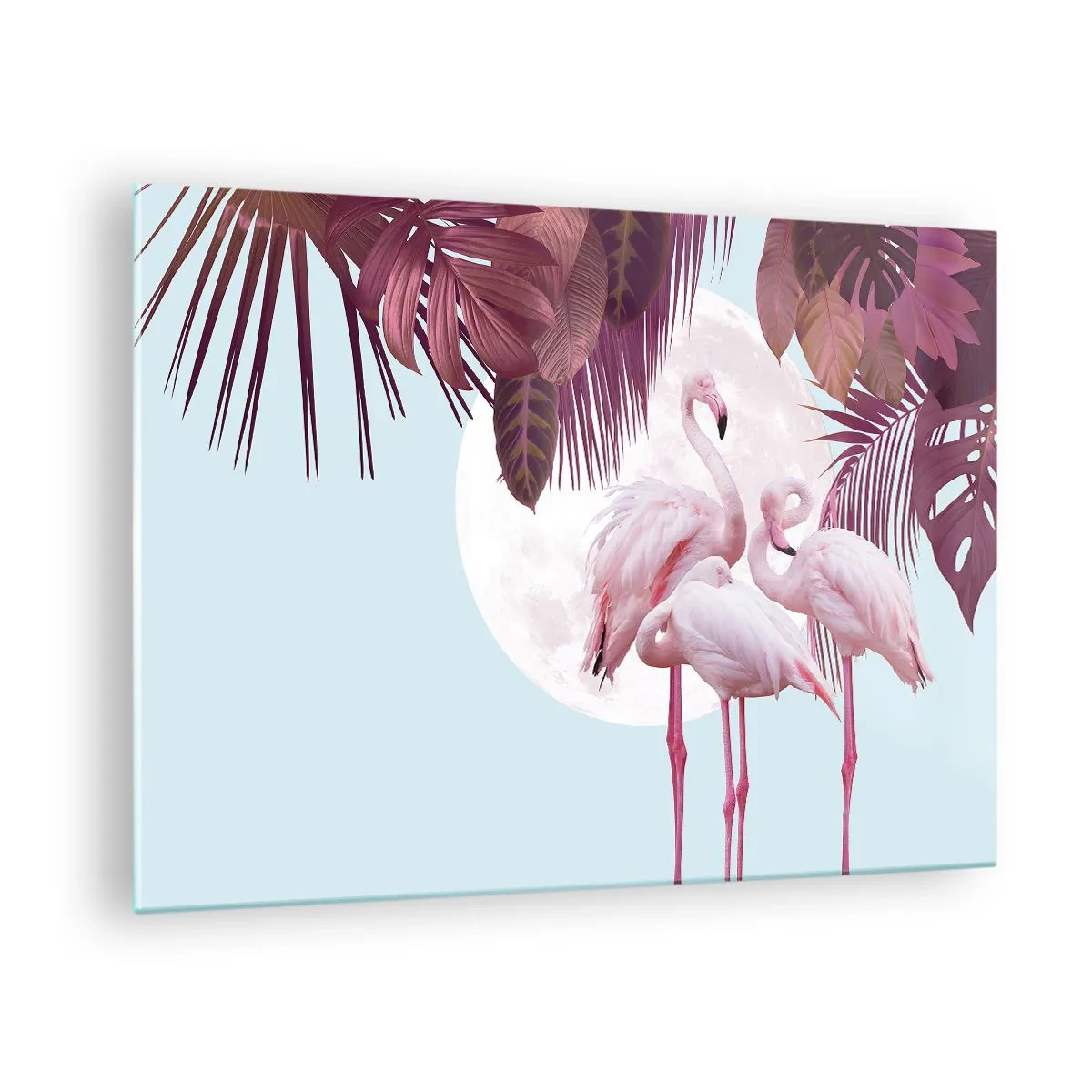 Glastavla - Bild på glas - Tre fågelgracer - 70x50cm - De tre fågelgracena - Modern väggdekoration för vardagsrum och sovrum ARTTOR