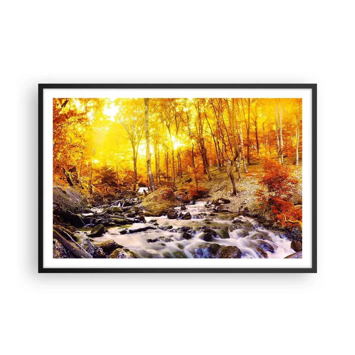 Affisch i svart ram - Stenar infattade i guld och platina - 91x61 cm