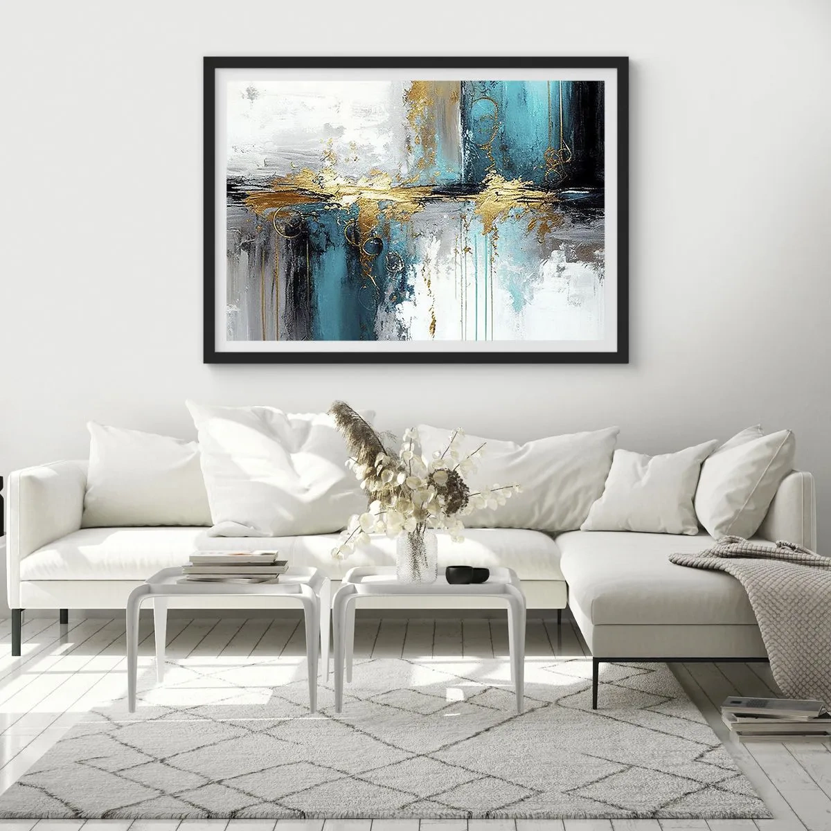 Affisch i svart ram - Allting flödar - 100x70 cm