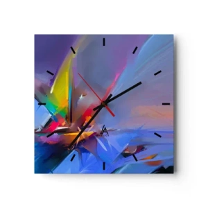 Väggklocka - Klocka på glas - Snabb som en fågel - 40x40 cm