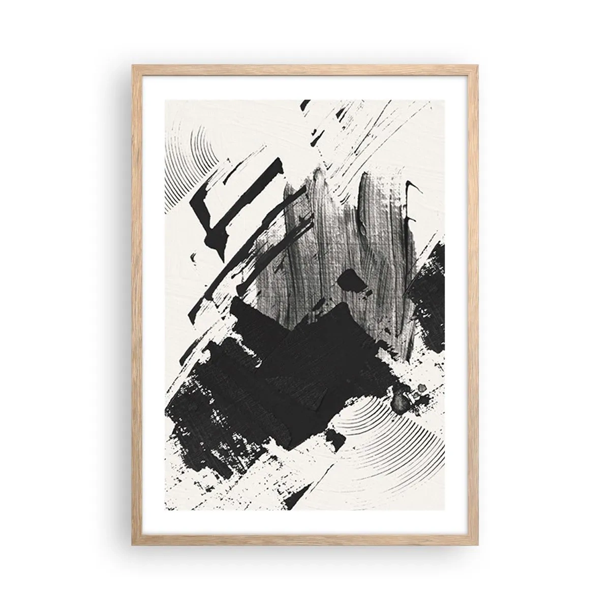 Affisch i ram av ljusek - Abstraktion - uttrycket av svart - 50x70 cm