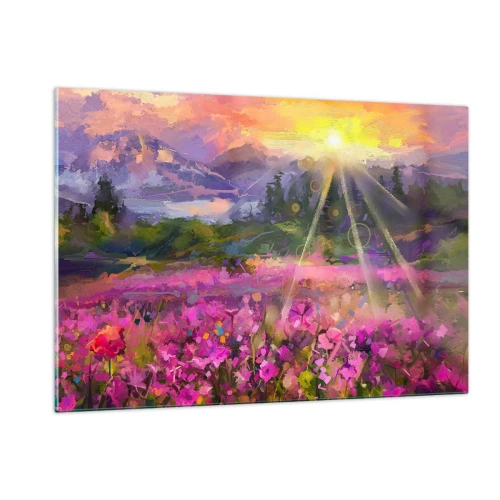 Glastavla - Bild på glas - I dalen under solens beskydd - 120x80 cm
