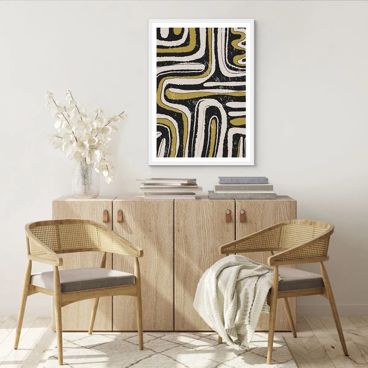 Affisch i vit ram - Komposition: stråk och gränder - 50x70 cm