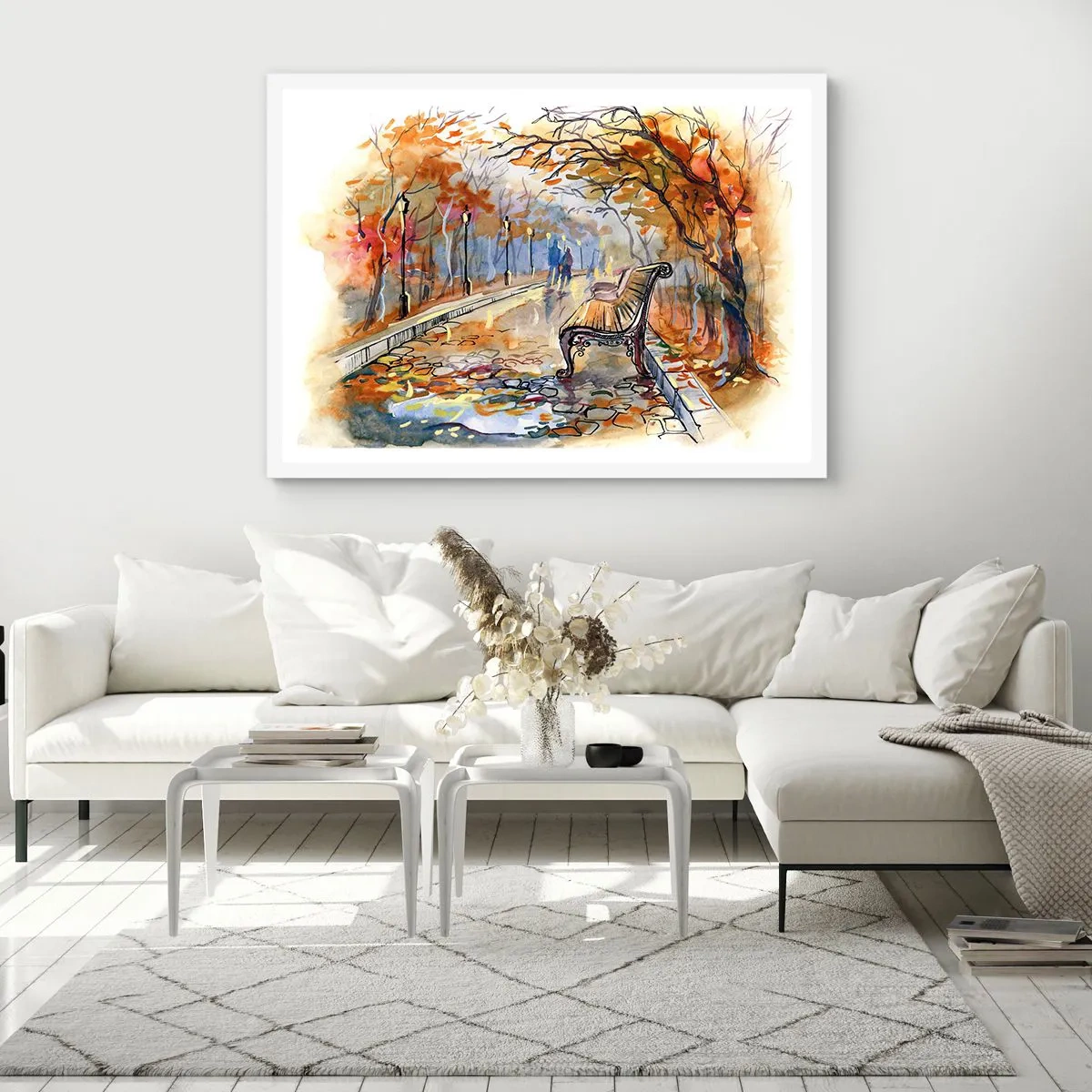 Affisch i vit ram - Vandra tillsammans mot hösten - 50x40 cm