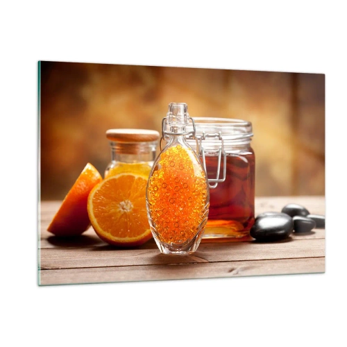Glastavla - Bild på glas - Soliga smaker och aromer - 120x80 cm
