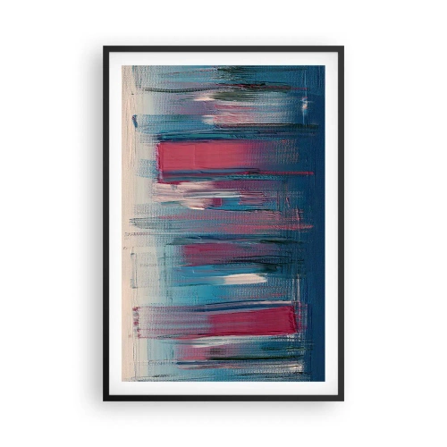 Affisch i svart ram - Vertikal komposition i blått och rött - 61x91 cm